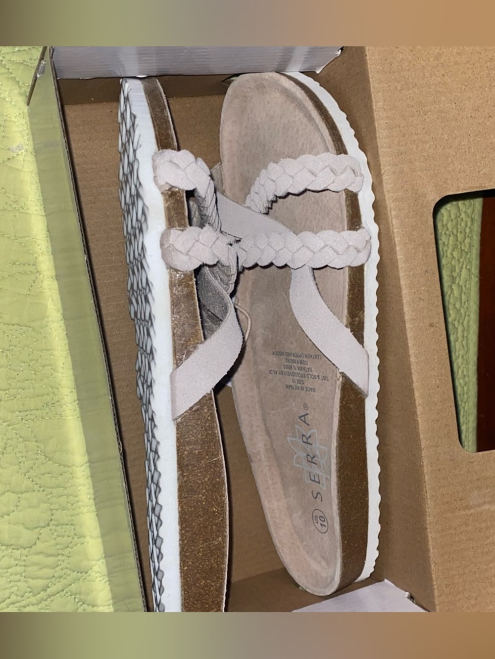 Serra Ladies Genuine Leather Footbed Sandal - Taupe Size 10 - Picture 5 of 6